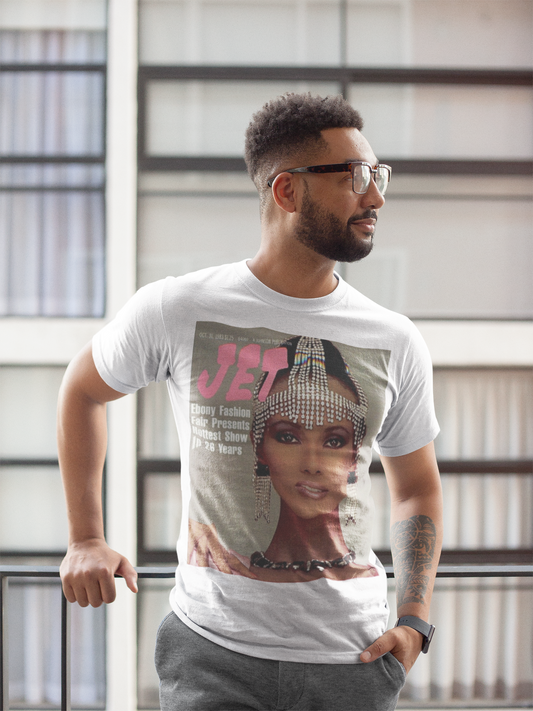 IMAN Ebony Fashion Fair JET Magazine vintage t-shirt black unisex cotton tee celebrating Black fashion history