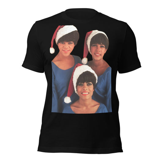 Supremes Christmas holiday t-shirt vintage Motown Diana Ross festive Santa hat tee unisex cotton shirt